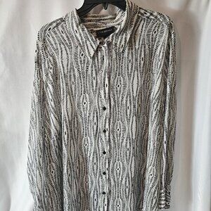 Lane Bryant Women's Size 26/28 Blouse Snakeskin Black and White Plus Sheer